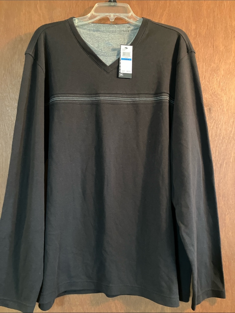Van Heusen Black V-Neck Long Sleeve Pullover with Chest Stitch Detail